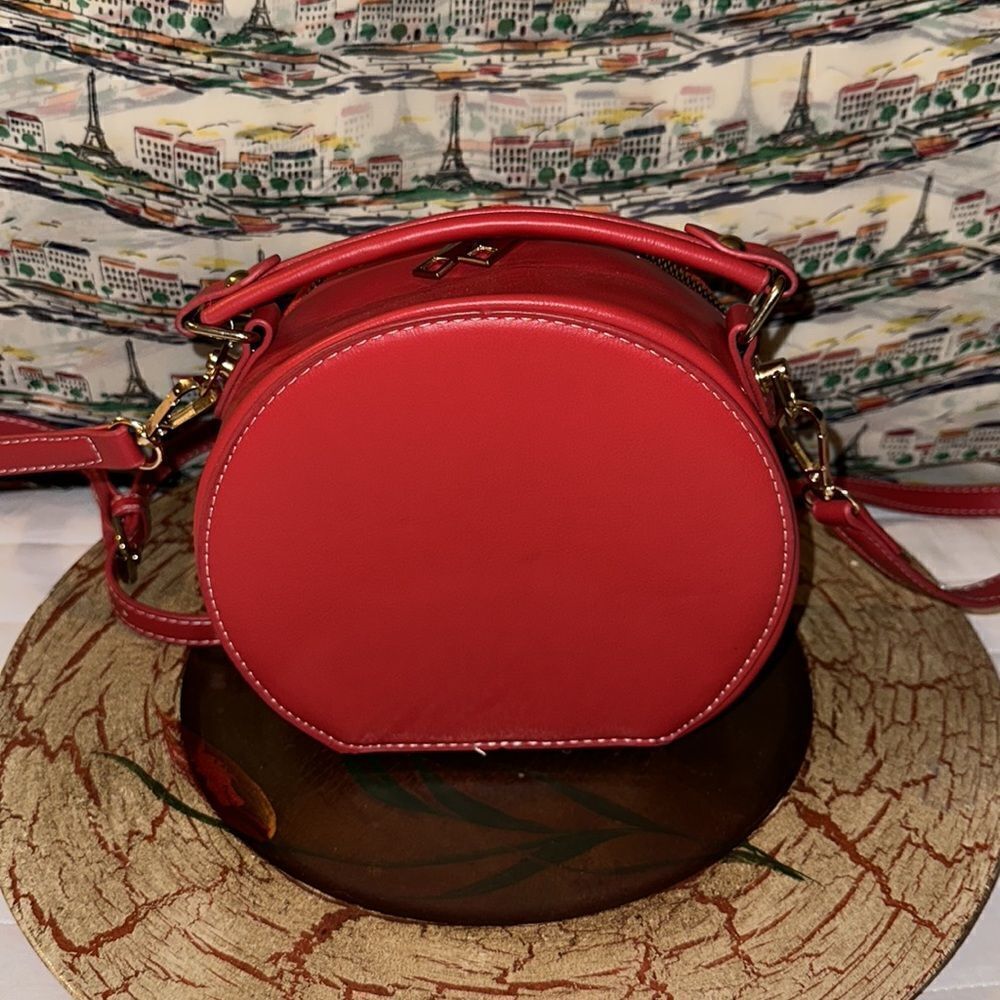 Beautiful Red Bow tie Faux Leather Small Canteen Shape Crossbody Bag - Picture 4 of 12